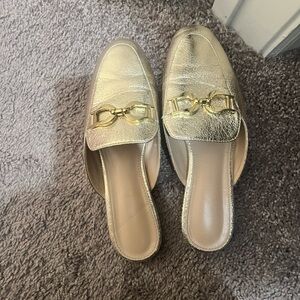 Gold Slip-On Loafers/Mules